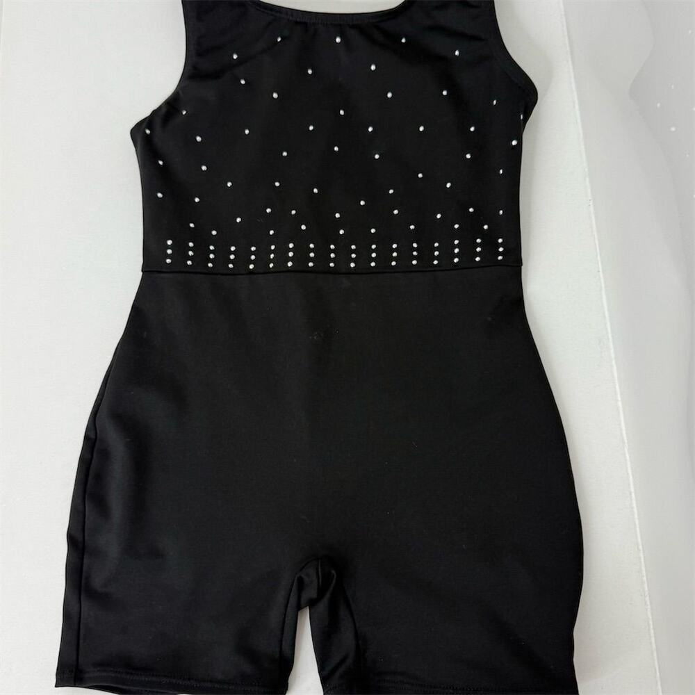 Cat & Jack Girls' Black Jewel Biketard 6-7 Gymnastics Dance Sleeveless